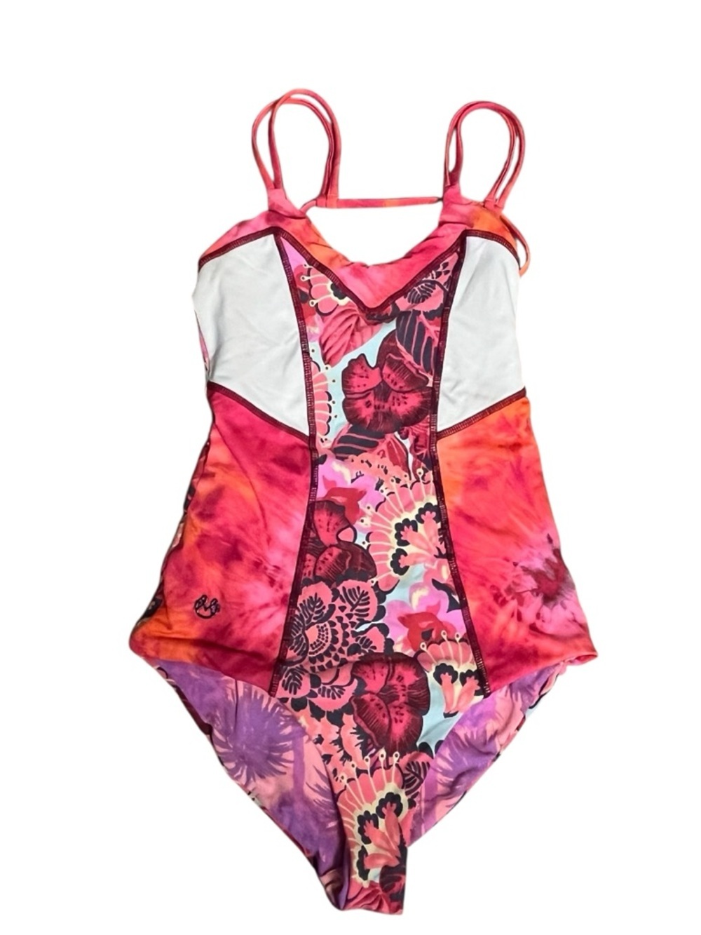 Maaji Reversible One Piece Swimsuit Small Floral Palm Print Cutout Back